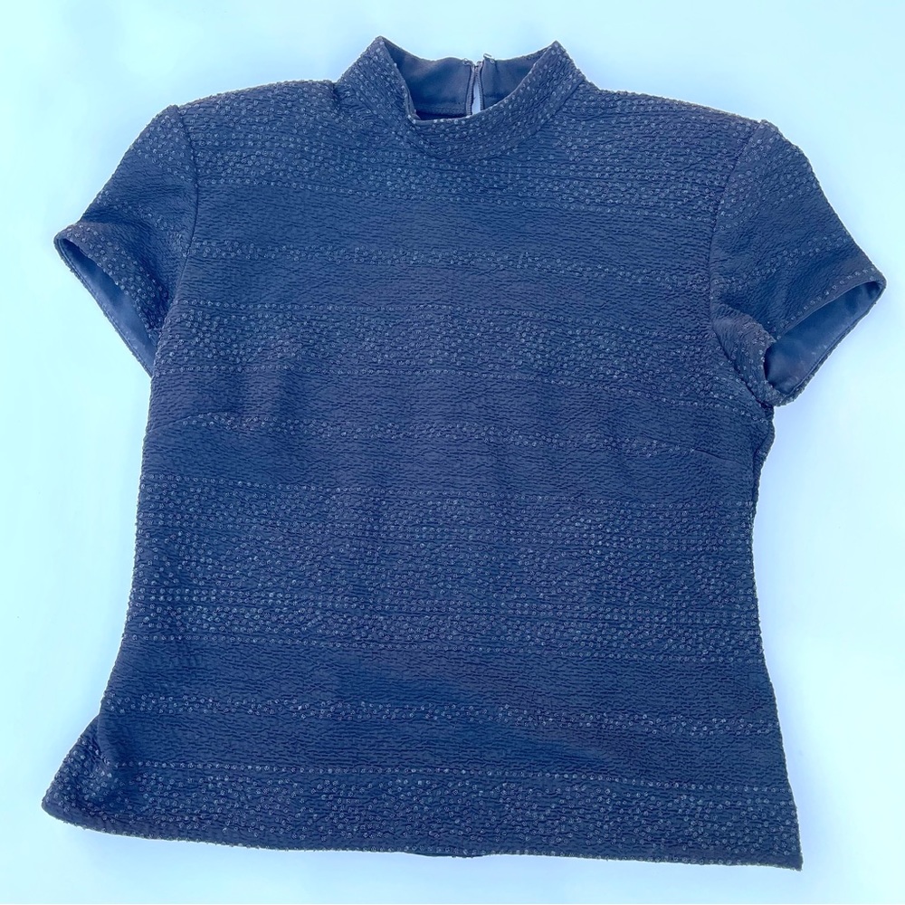David Warren Mock Neck Black Top, 10